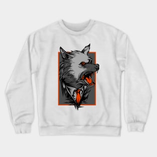 Angry Wolf Dog Grey Orange Crewneck Sweatshirt